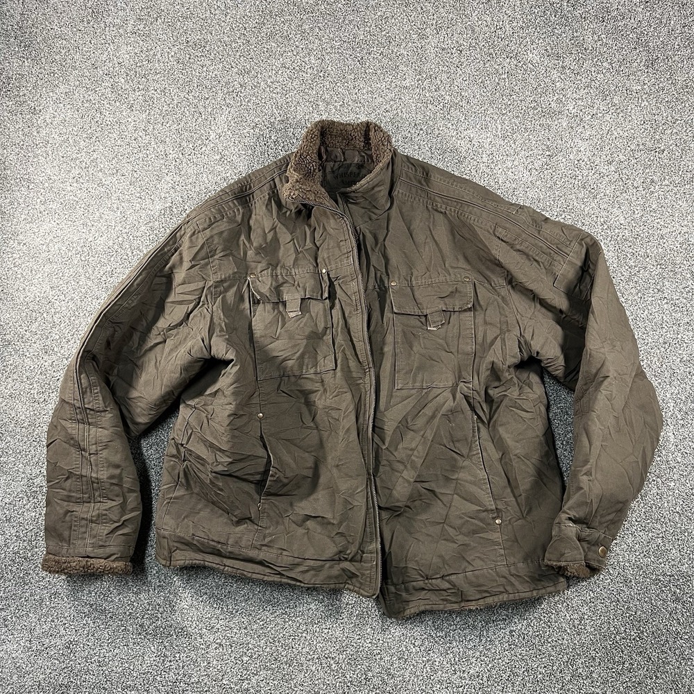 Whispering Smith Men’s Large Brown Utility Field Jacket Sherpa Collar